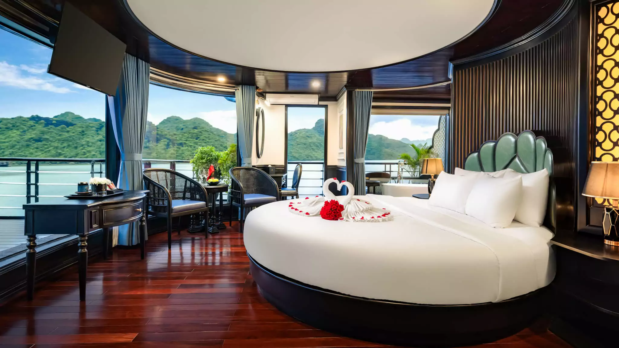 Honeymoon VIP Suite on La Casta Cruise, decorated for a romantic stay