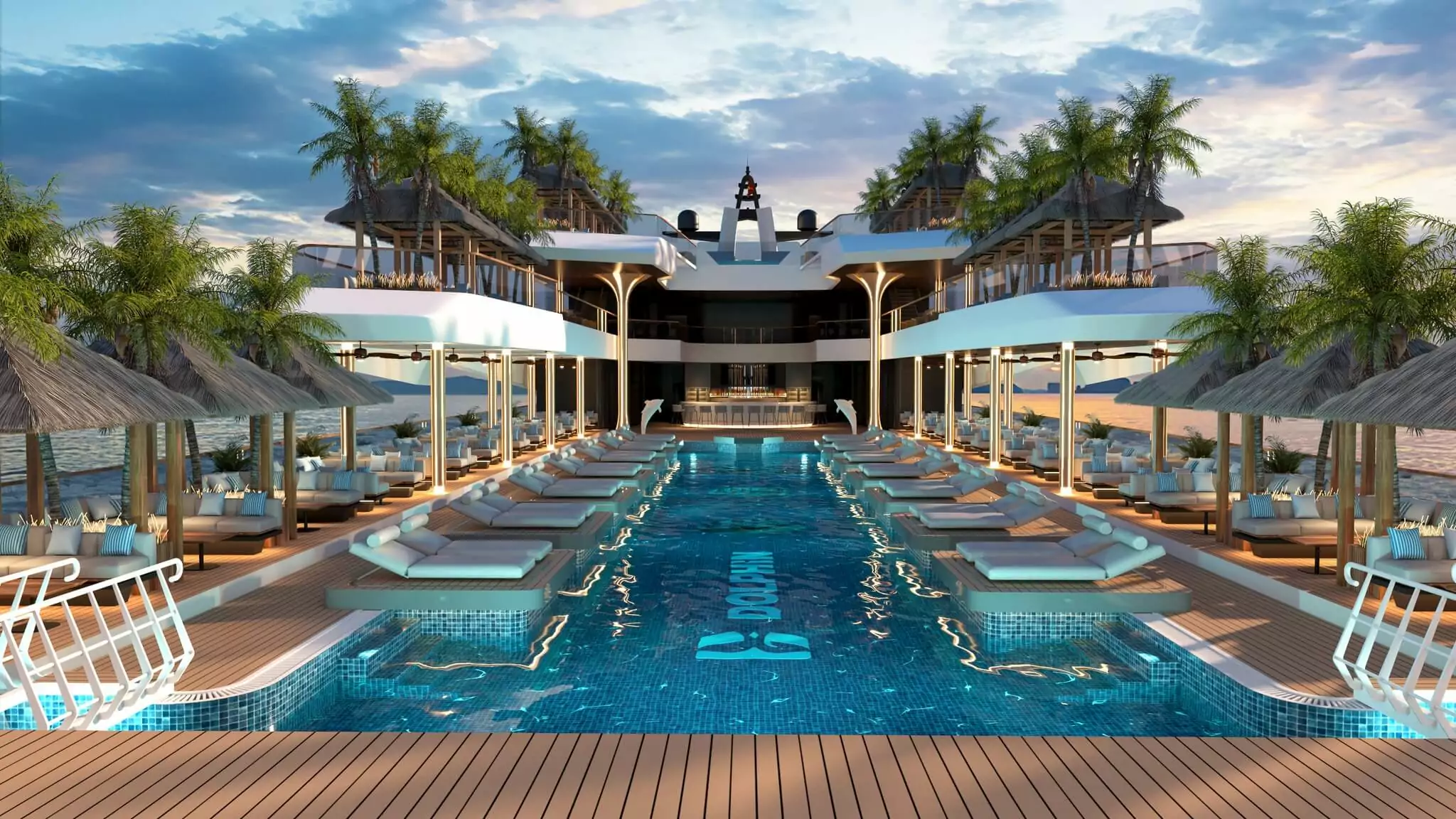 Dolphin Halong Bay Day Cruise 200 square meter four-season swimming pool, the largest in Vietnam
