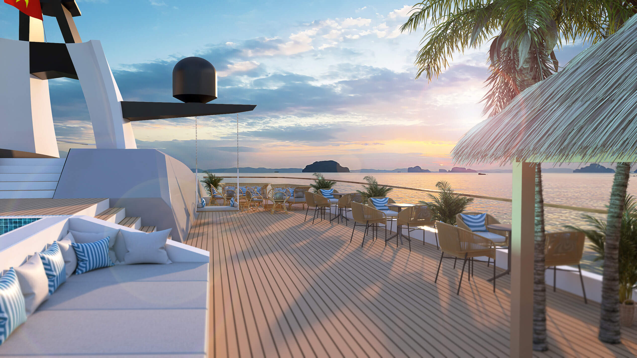 Dolphin Halong Bay Day Cruise - Sundeck Lounge