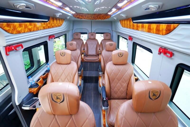 Leather seating inside the Cycad Cruise D-Car limousine