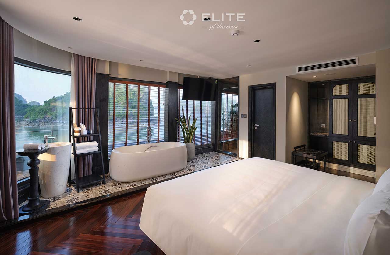 Elite Executive Premium Suite on Elite of the Seas Cruise with freestanding bathtub