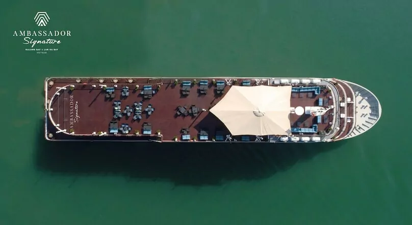 Ambassador Signature Cruise top-down aerial deck layout Halong Bay