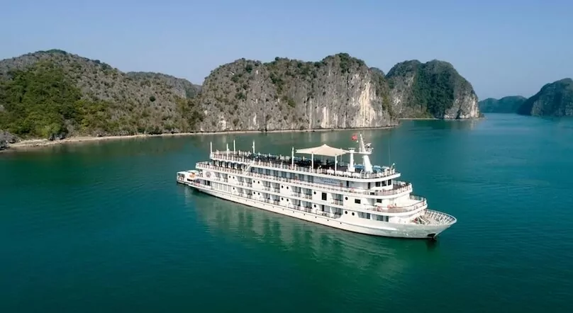 Ambassador Signature Cruise sailing Lan Ha Bay narrow channel
