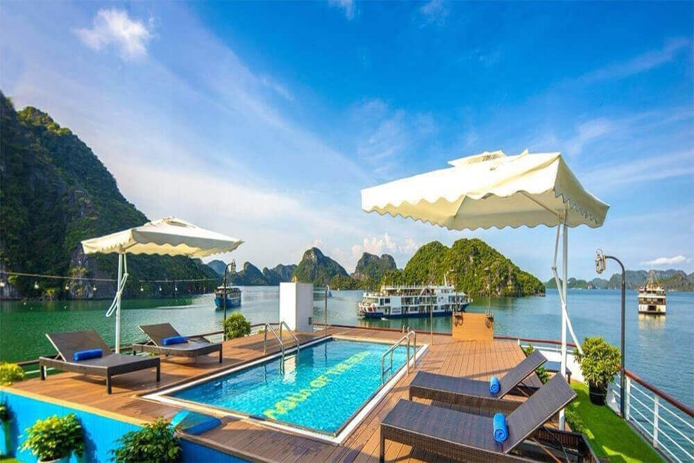 Halong Bay cruise with a swimming pool aboard Aqua Of The Seas Cruise