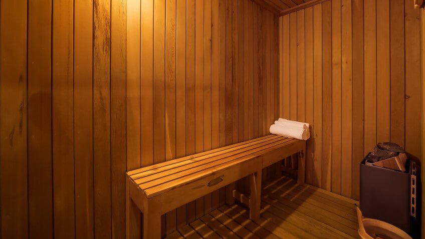Wooden sauna room on Athena Luxury Cruise Halong Bay