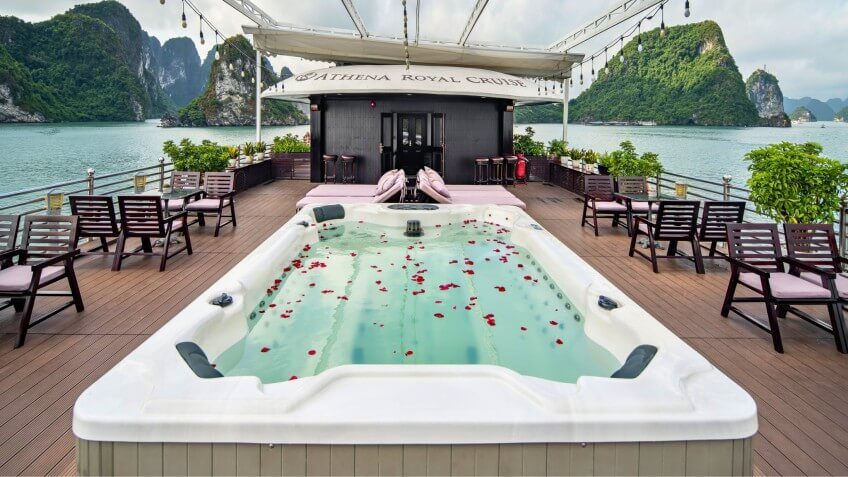 Jacuzzi on the sundeck of Athena Royal Cruise Halong Bay