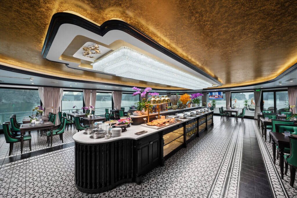Harmonia Restaurant buffet counter aboard Catherine Cruise Halong Bay