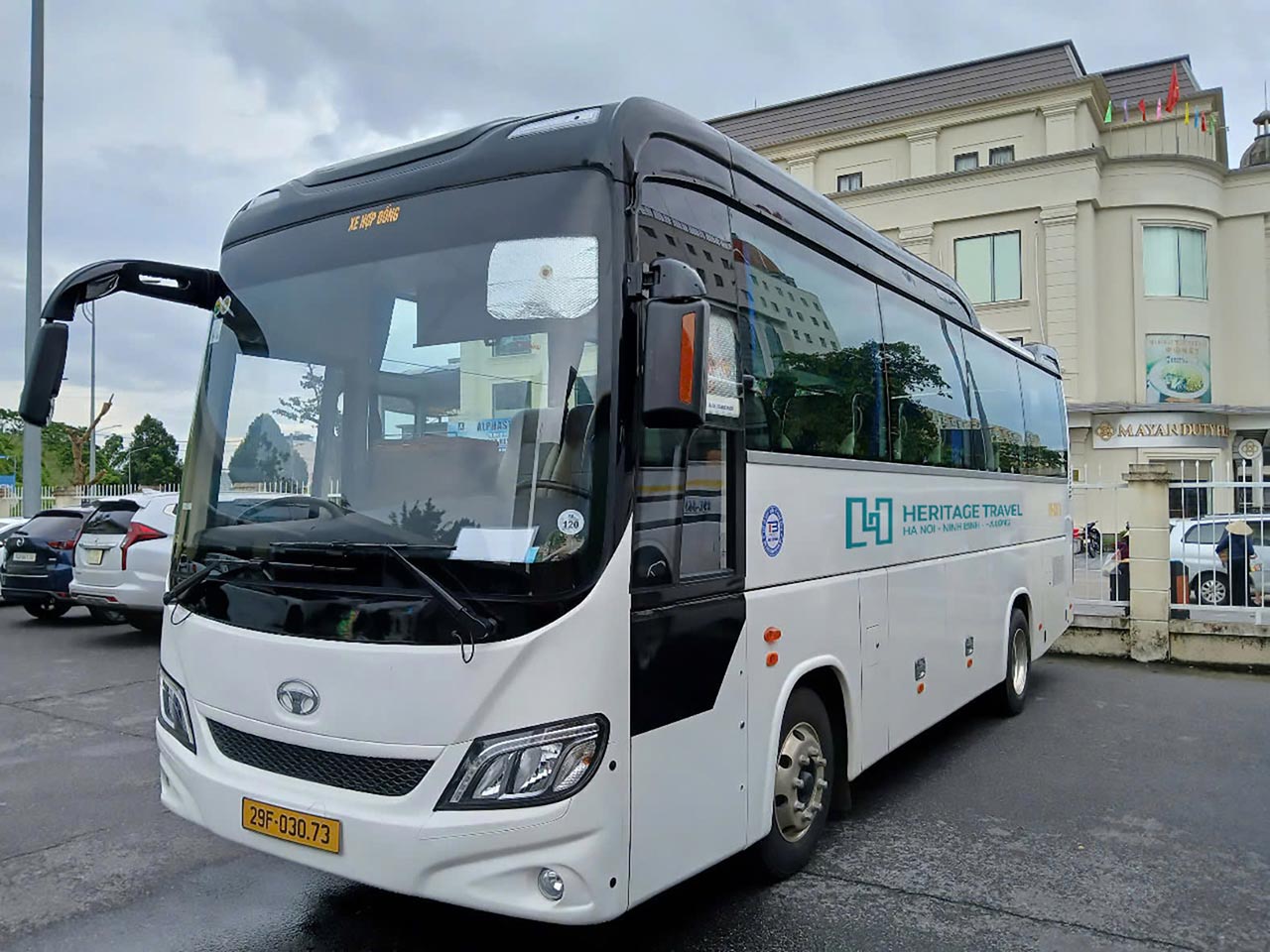 Heritage Travel shuttle bus exterior for Halong Heritage Signature Day Cruise transfer