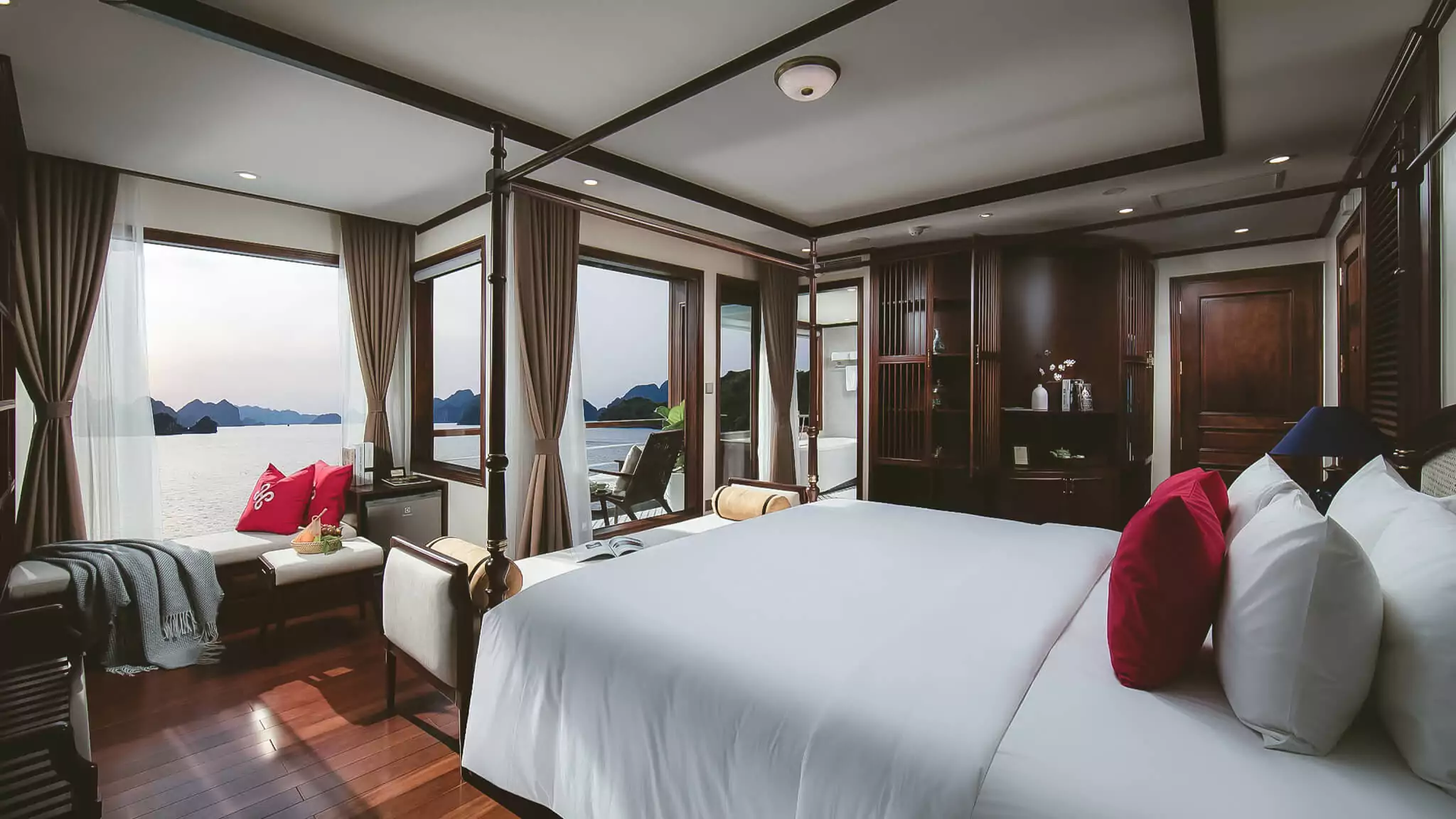 Regal Suite on Heritage Binh Chuan Cruise, the top cabin category ideal for honeymoon couples.