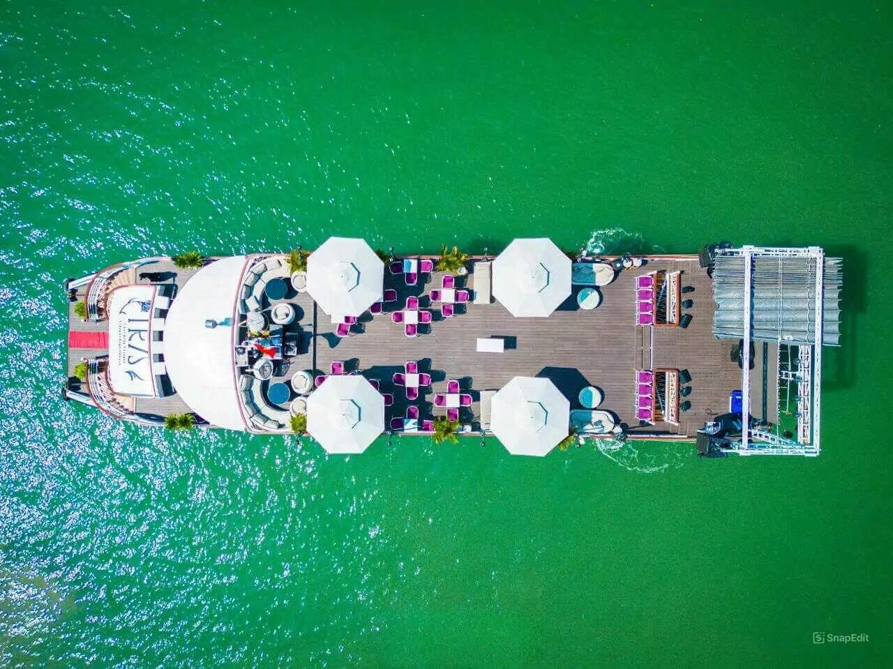 Iris Day Cruise Aerial Top Down Deck Halong Bay