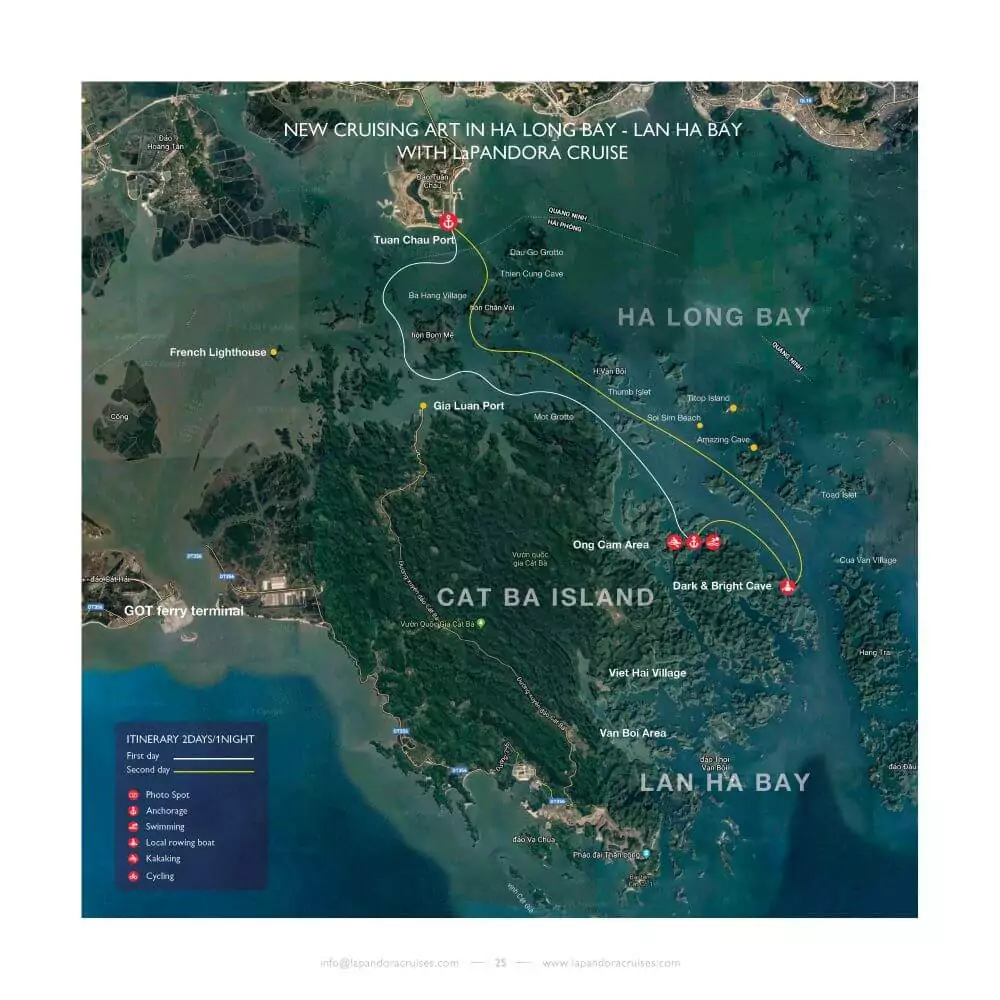 La Pandora Cruise 2 Days 1 Night Itinerary Map