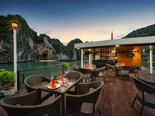La Pandora Cruise Halong Bay Outdoor Bar Sunset