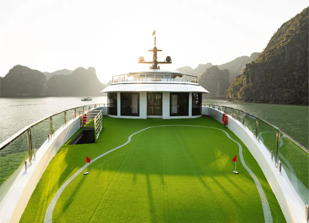 Guests can enjoy a round of mini golf on the sundeck