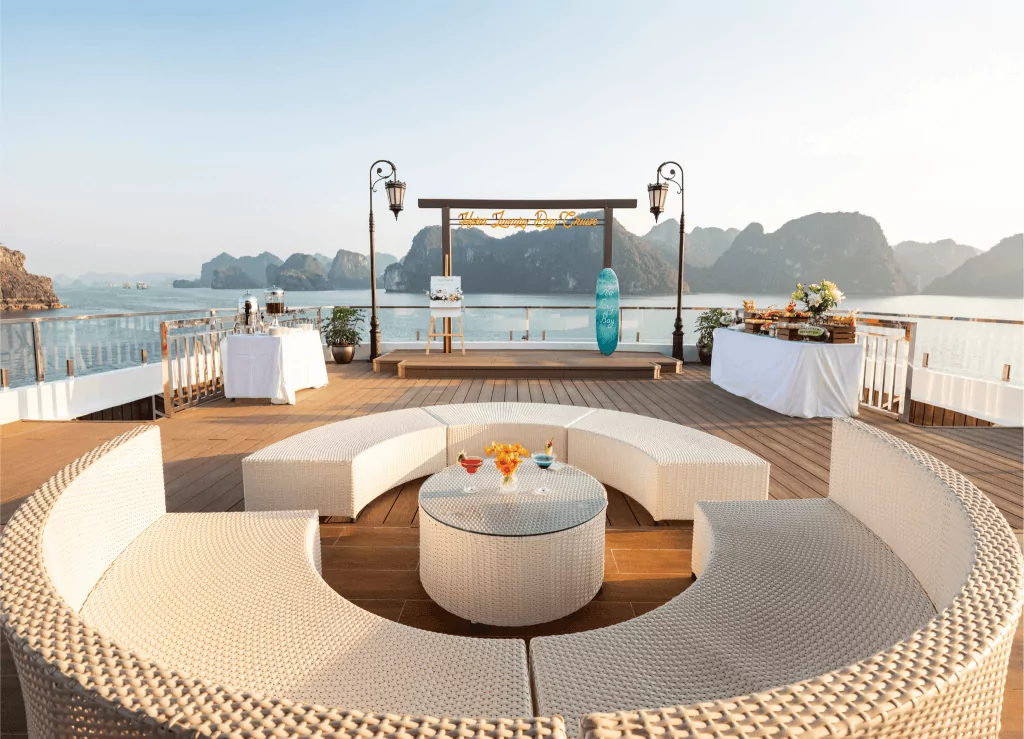 Relaxing lounge seating on the open-air sundeck