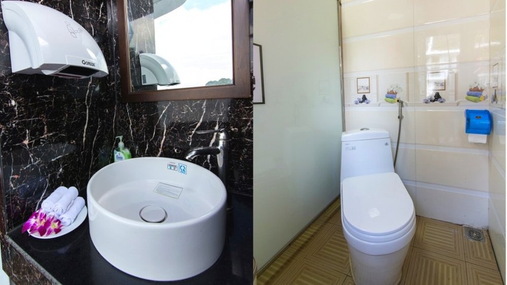 Clean, modern restroom on board
