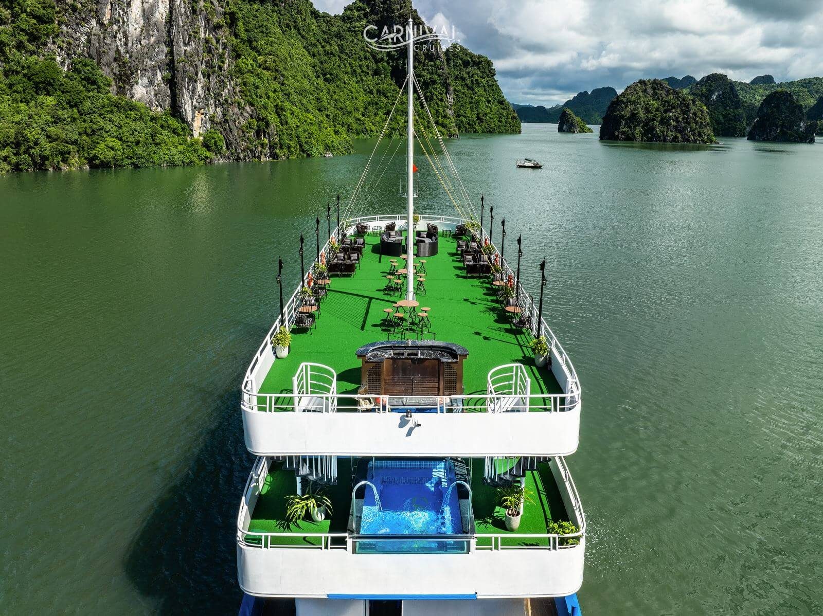 Carnival Day Cruise Jacuzzi Sundeck Aerial Halong Bay