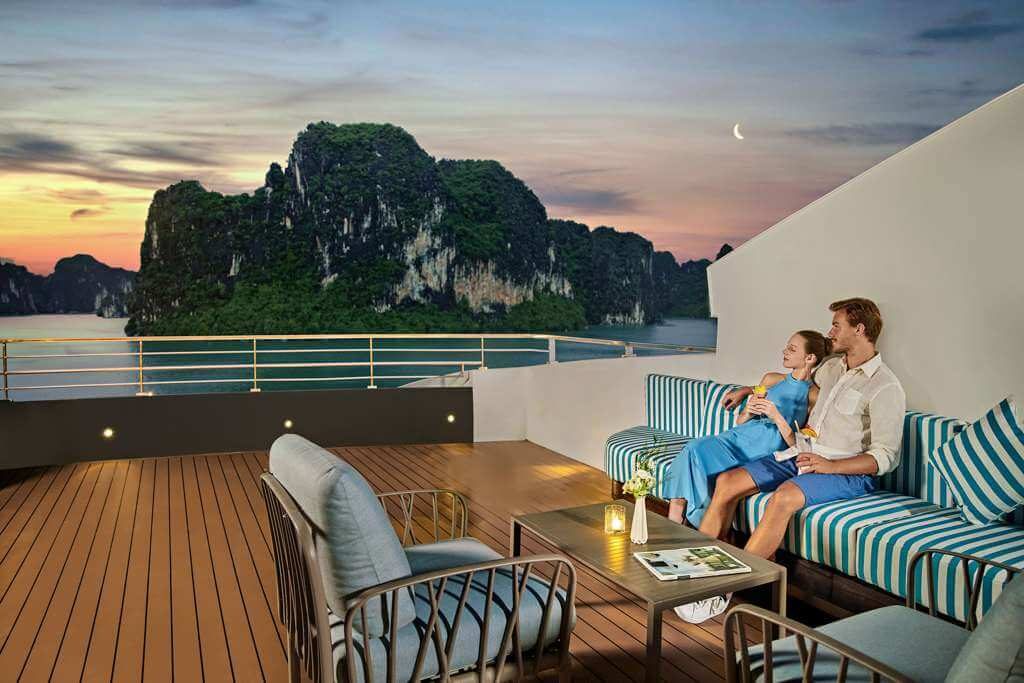 Rhythm of the Bay Sky Bar rooftop lounge on Grand Pioneers Cruise Halong Bay 2