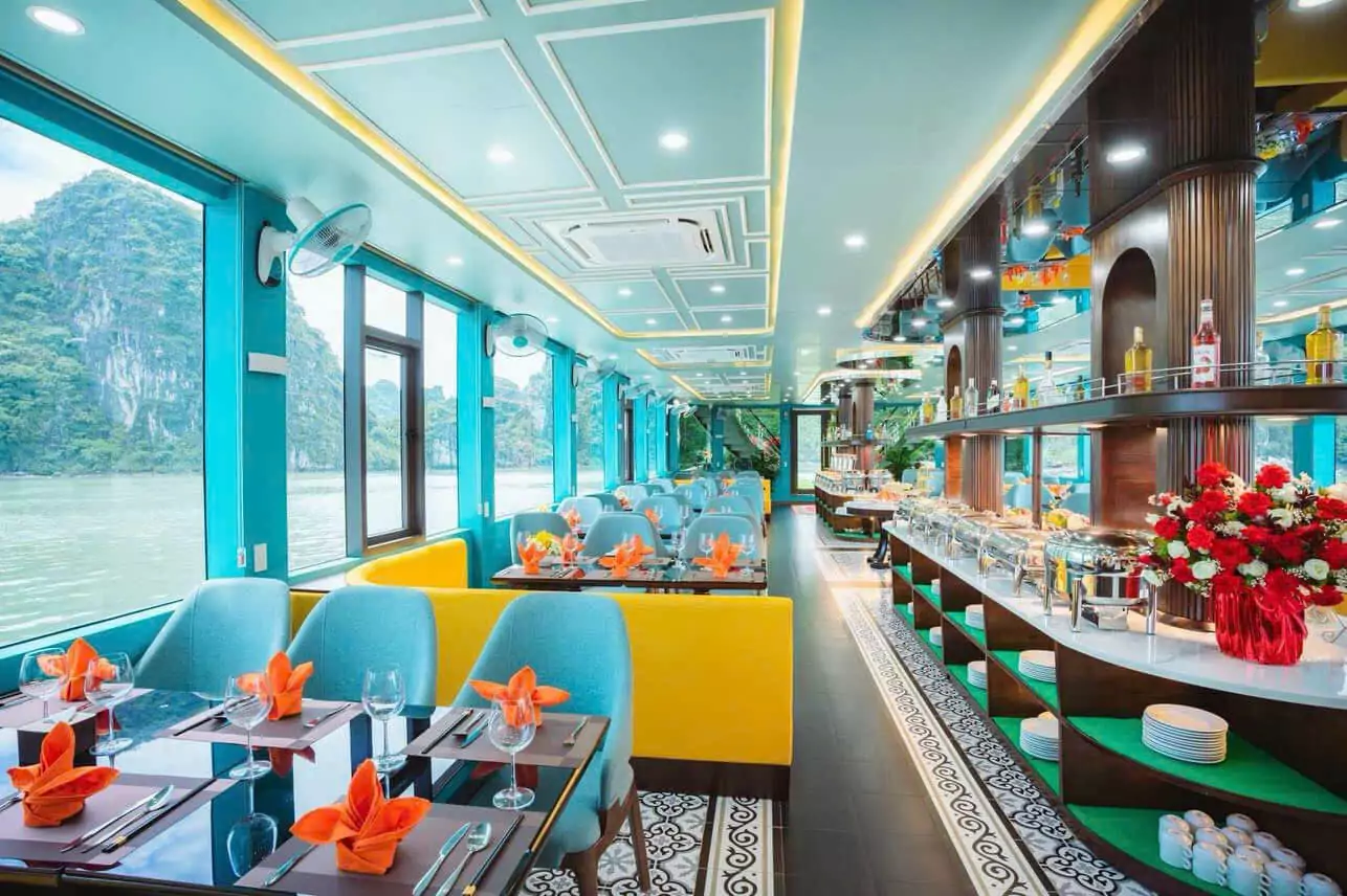 Restaurant bar counter with bay view