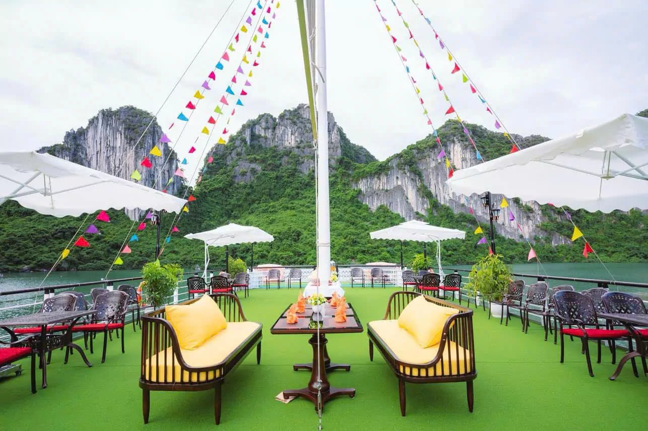 Sundeck lounge with limestone cliff backdrop