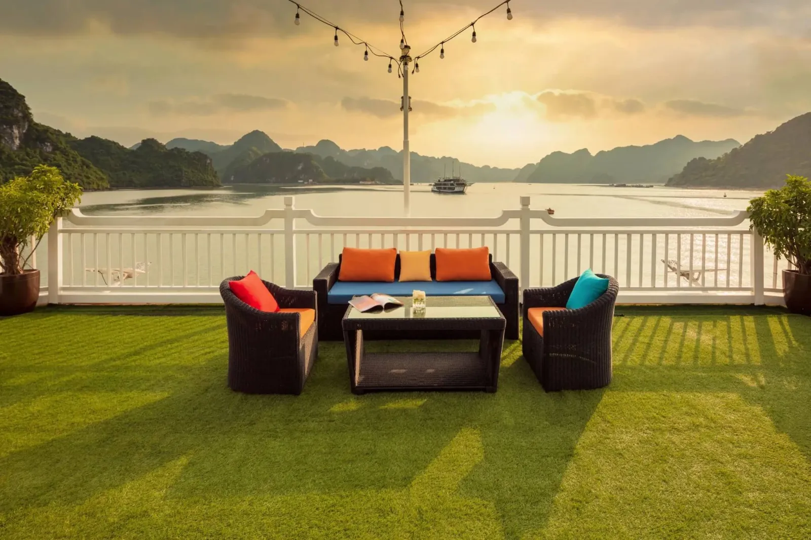 Aurora Cruise Sundeck Lounge Set At Sunset