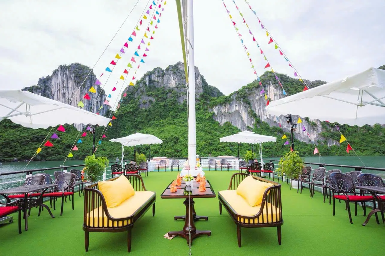 Sundeck lounge with limestone cliff backdrop