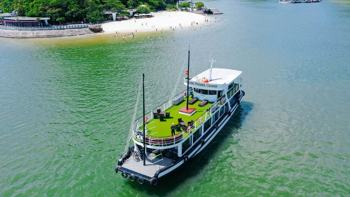 Halong Phoenix day cruise near Ti Top Island in Halong Bay