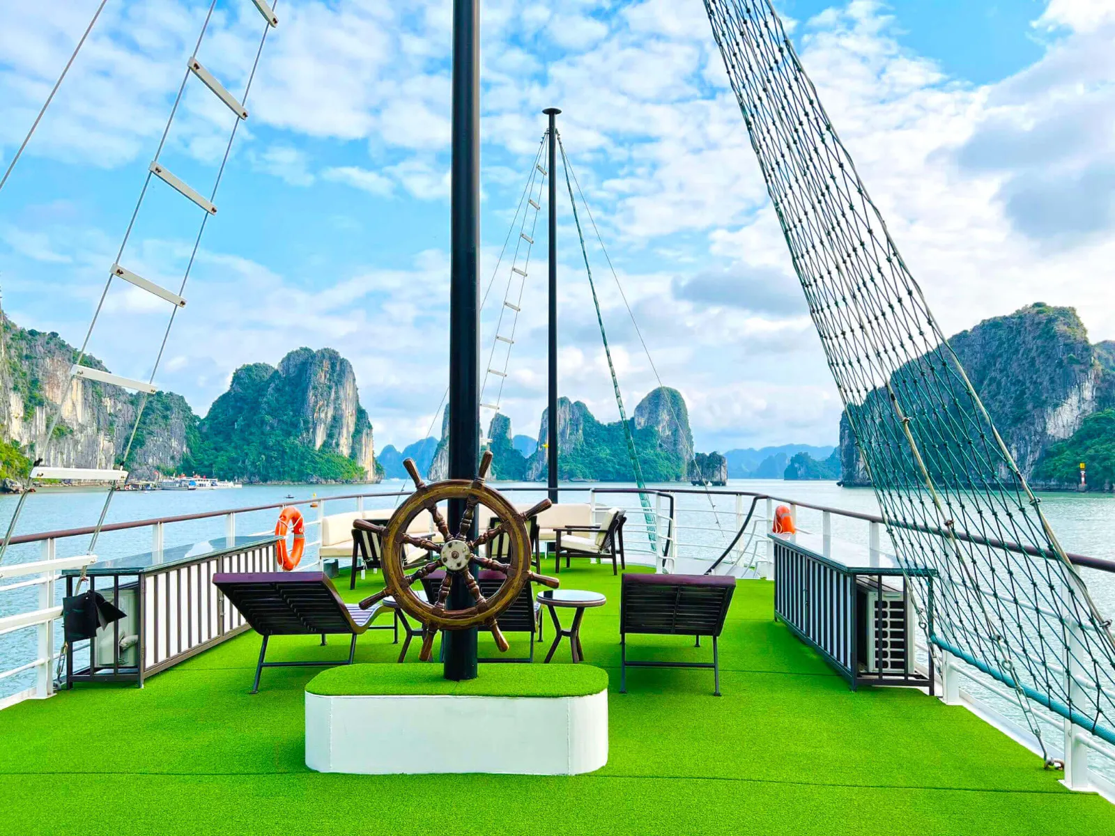 Halong Phoenix Day Cruise Sundeck With Ship S Wheel