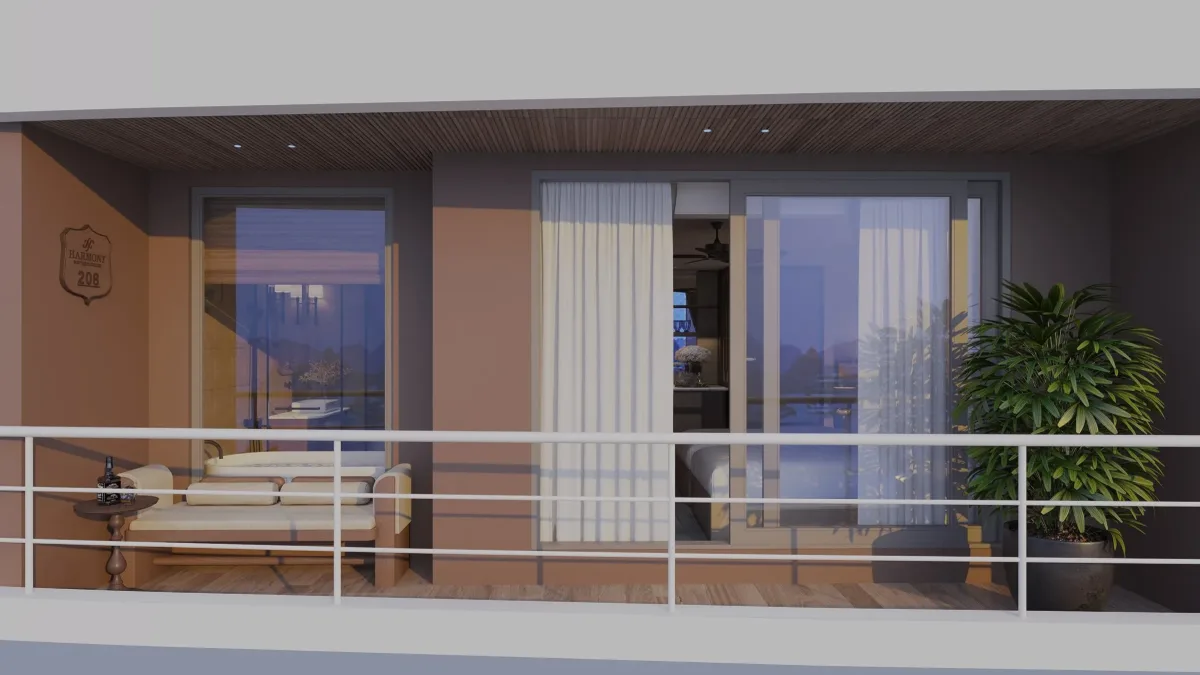 Private balcony of the Ocean Premium Suite – Harmony Boutique Cruise