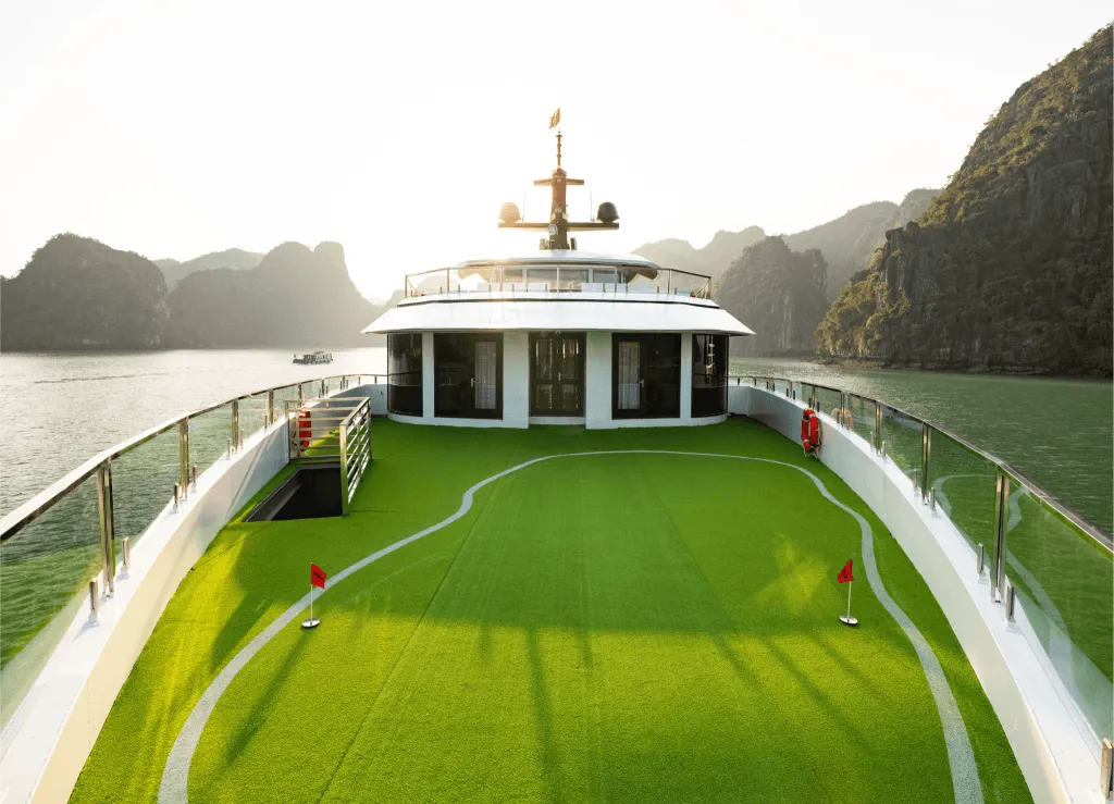 Guests can enjoy a round of mini golf on the sundeck
