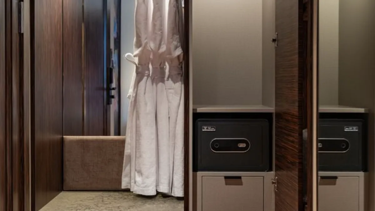 Wardrobe and safe in the Ocean View Family Suite on La SEN of the Bay Cruises