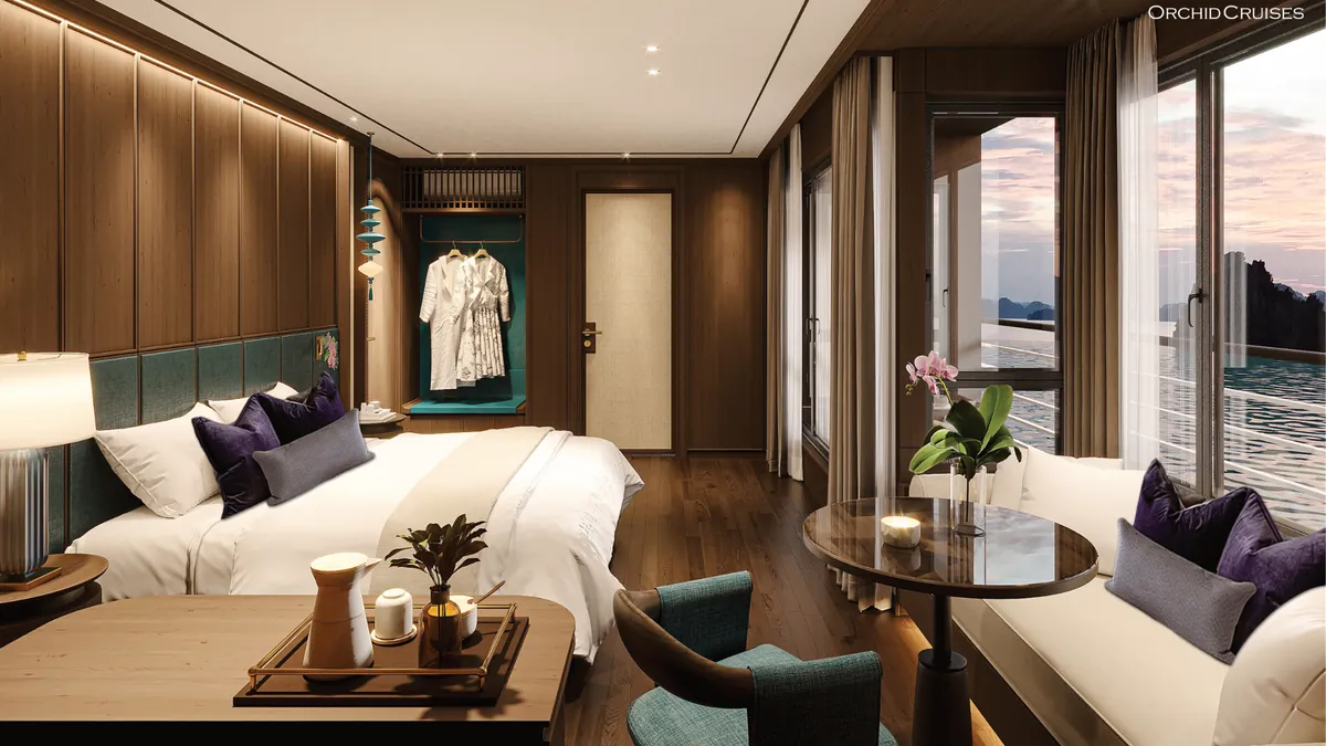 Premium Suite Balcony on Orchid Luxury Cruise with sitting area