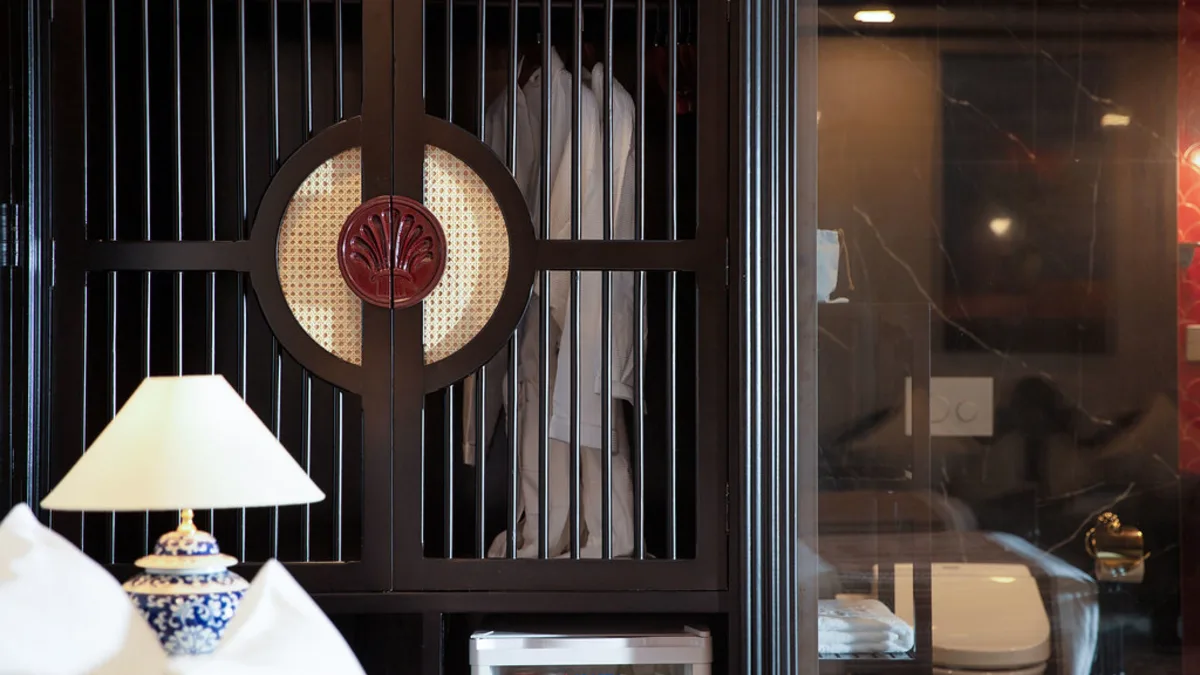 Wardrobe and lamp in the Terrace Suite on Orchid Premium Cruise